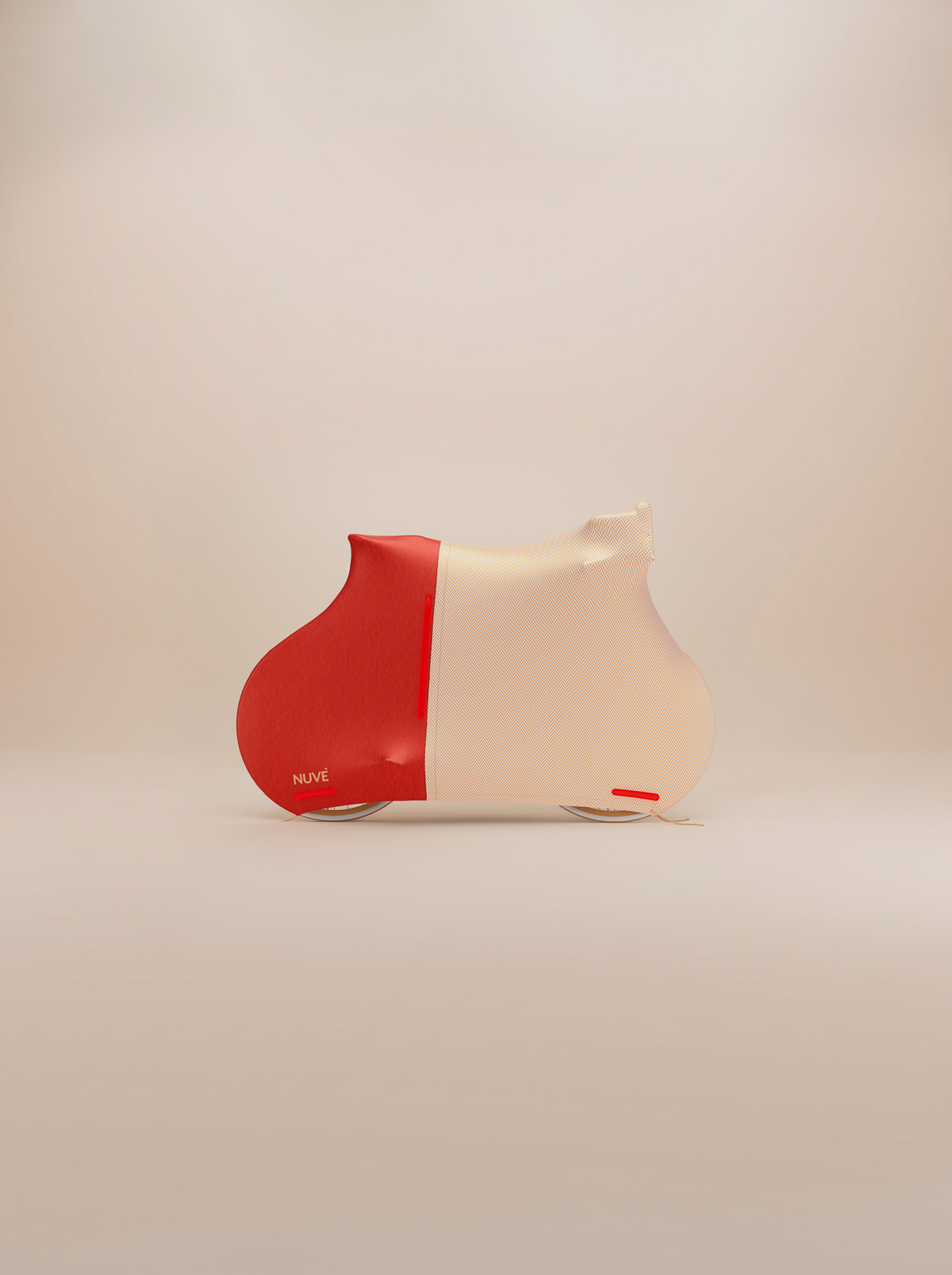 Nuve NX2 protective gear in Hackney Wool colour range, red and herringbone two-tone, in a neutral background.