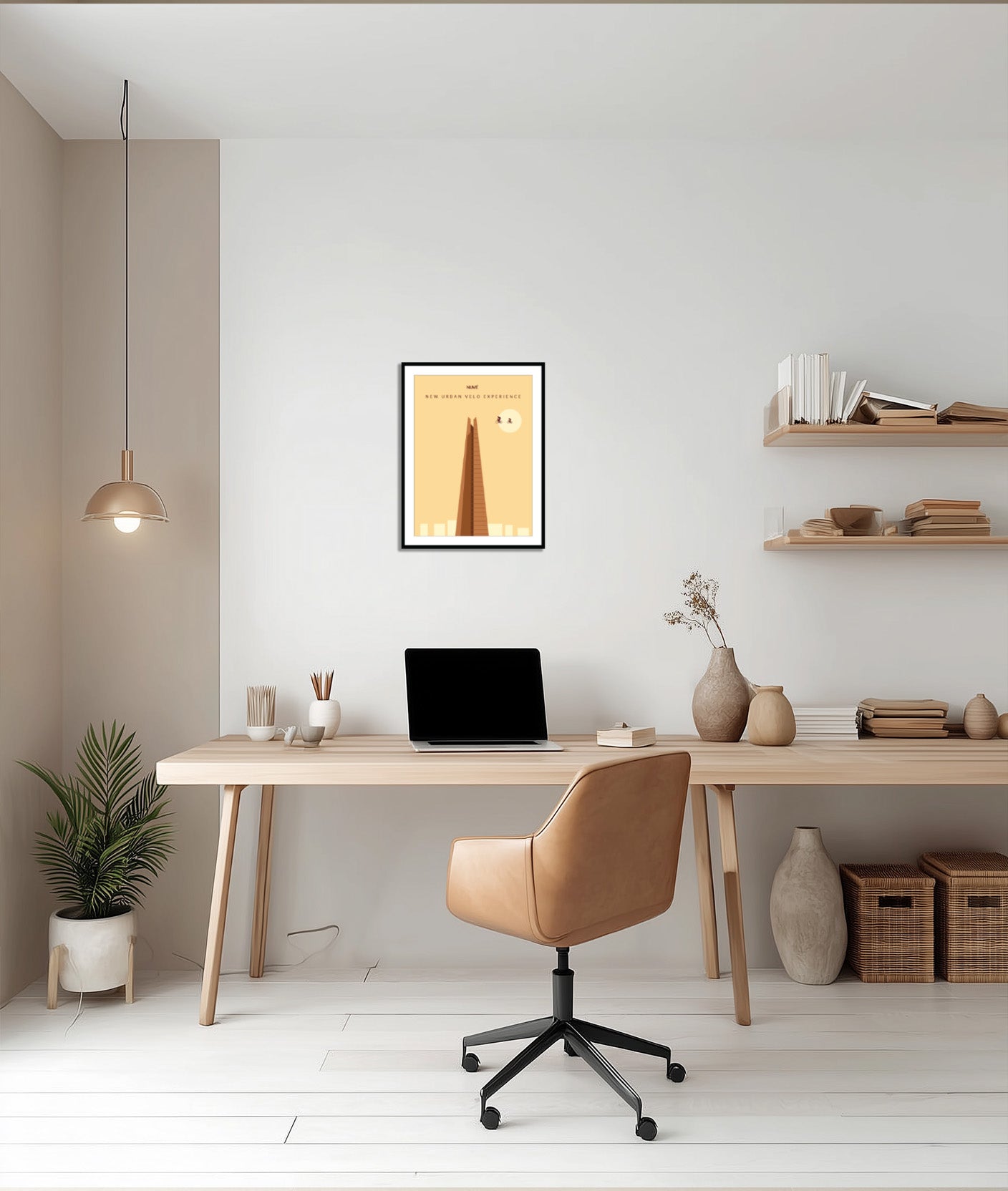 London Shard Cycling Artwork - Mustard